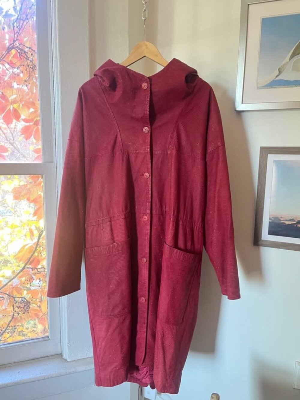 Beautiful Vintage Sibylle Lyn Red Leather Coat